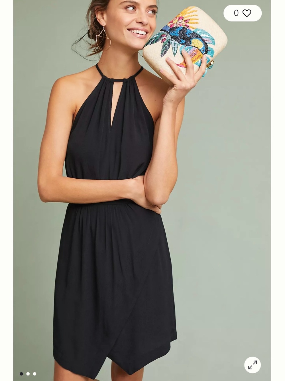 Anthropologie Black Halter Mini Dress - Picture 2 of 12